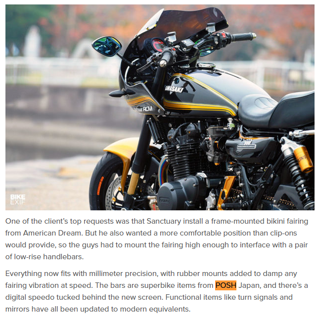 Posh Superbike Handlebars on a Kawasaki Z1